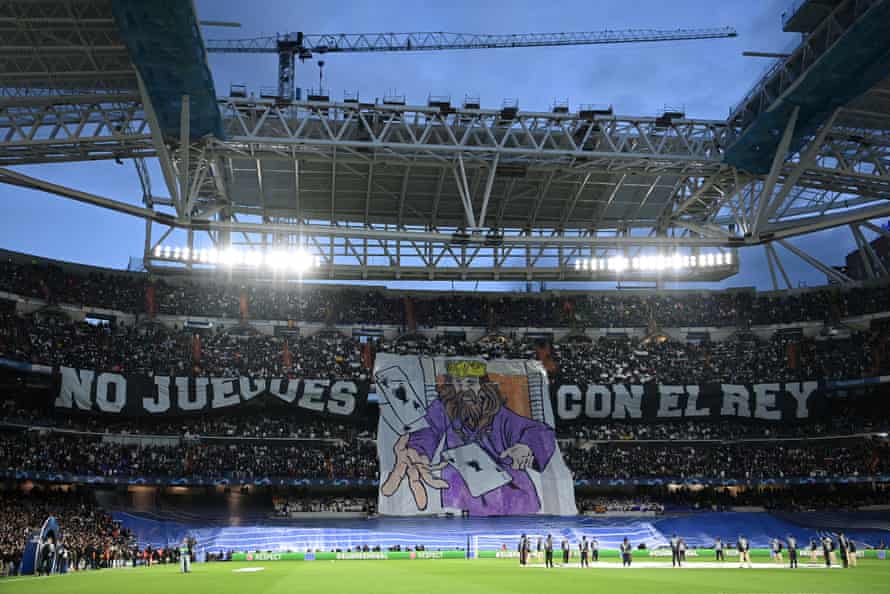 Beautiful tifo by Real Madrid fans waiting for the players when they take to the field.