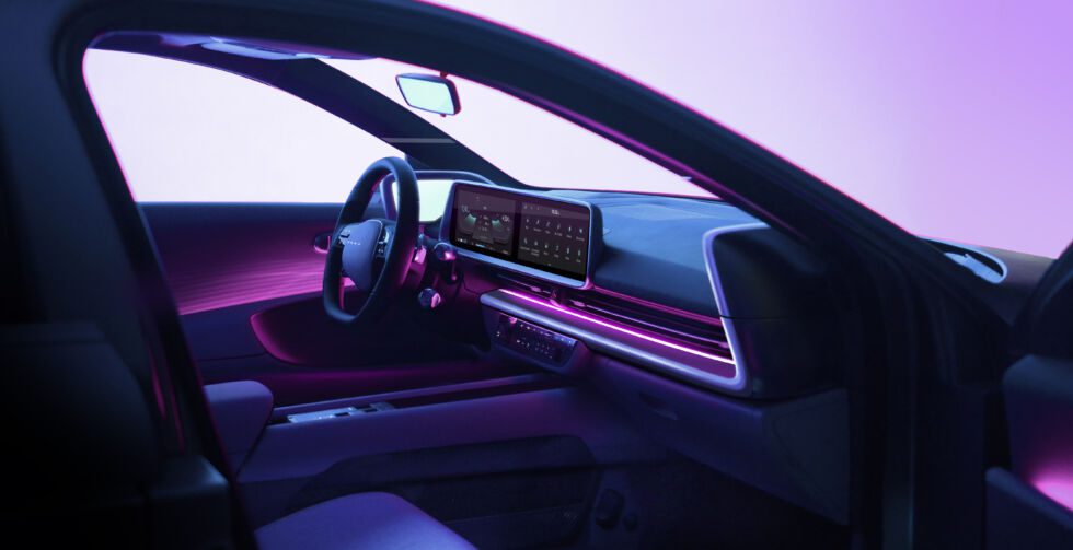 Hyundai's design language describes the interior as "Cocoon conscious." It's more driver-centric than the Ioniq 5. 