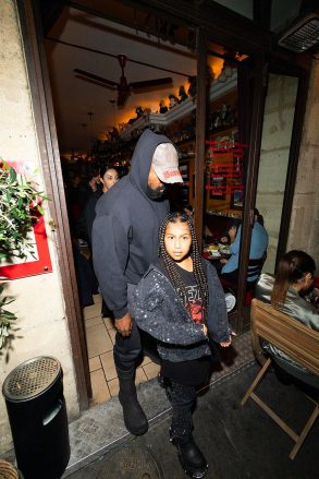 PARIS, France - Kanye West (ye) went to dinner with his kids, North, Sainte, and Chicago at Verdi's during Paris Fashion Week (PFW).  Then the children returned with the nanny to the Ritz without their father, and one of the children took the opportunity to show his middle fingers through the hotel window.  Pictured: Kanye West, Dinner, Kids, Northwest, Saint West, Chicago West Backgrid USA October 1, 2022 Must read BYLINE: BEST PHOTO / BACKGRID USA: +1 310798 9111 / usasales@backgrid.com UK : +44208344 2007 / uksales@backgrid.com *UK Customers - Images containing children please cut face before posting *