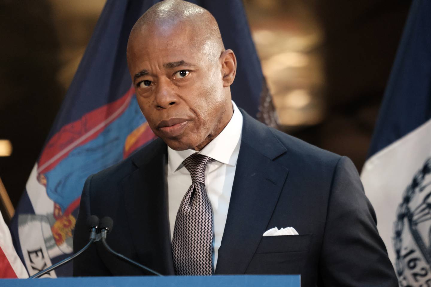 New York City Mayor Eric Adams speaks during a press conference in Manhattan, New York on January 6, 2022.