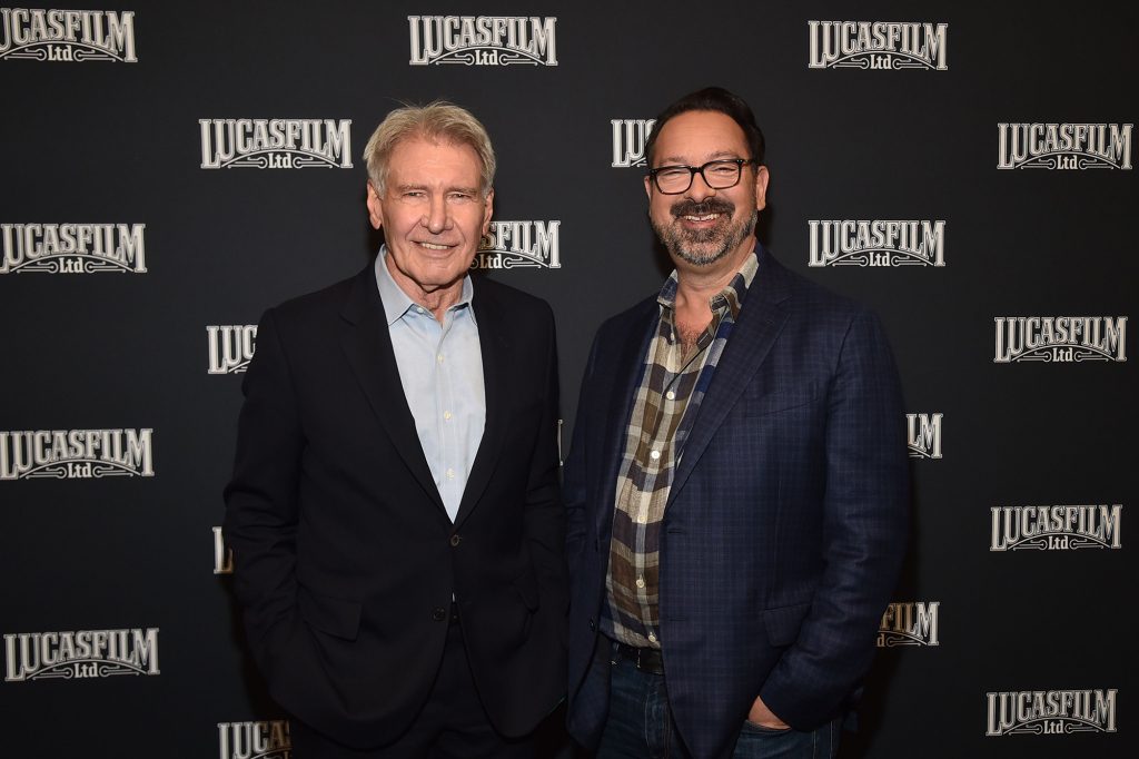 Harrison Ford and James Mangold attend the studio's presentation panel at Star Wars Celebration for the fifth installment of the franchise 