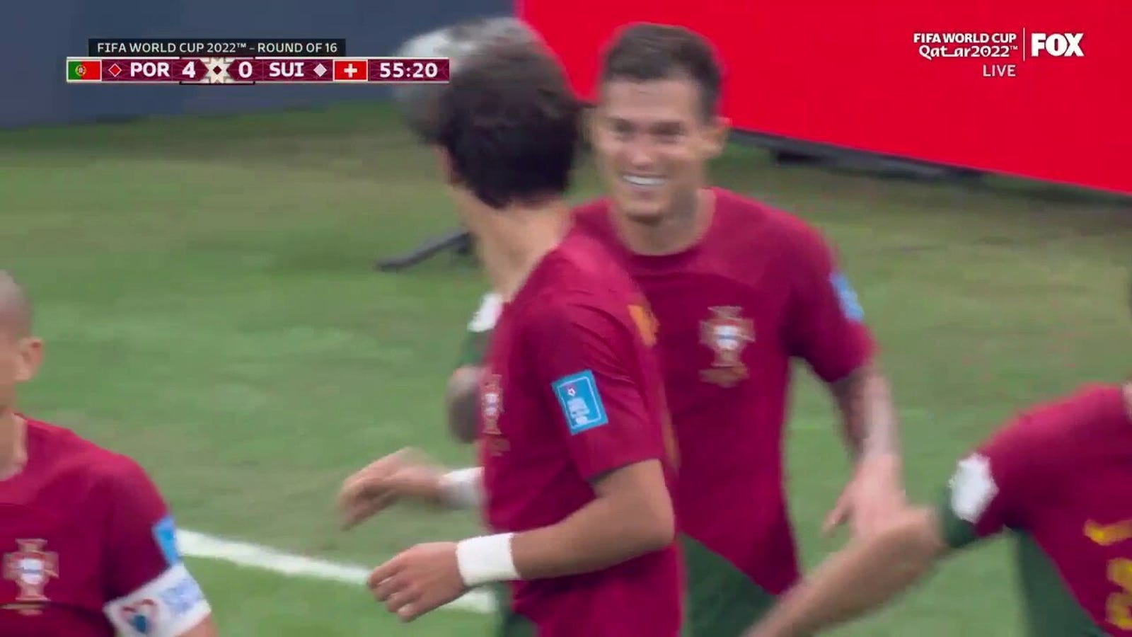 Portuguese Rafael Guerrero scores a goal against Switzerland in the 55th minute