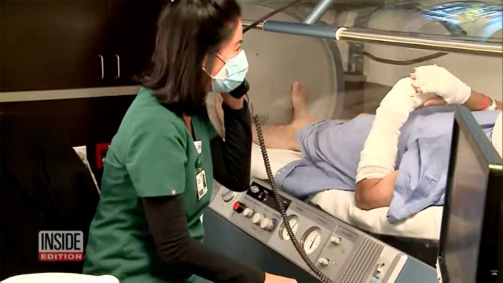 Jay Leno in the hyperbaric chamber