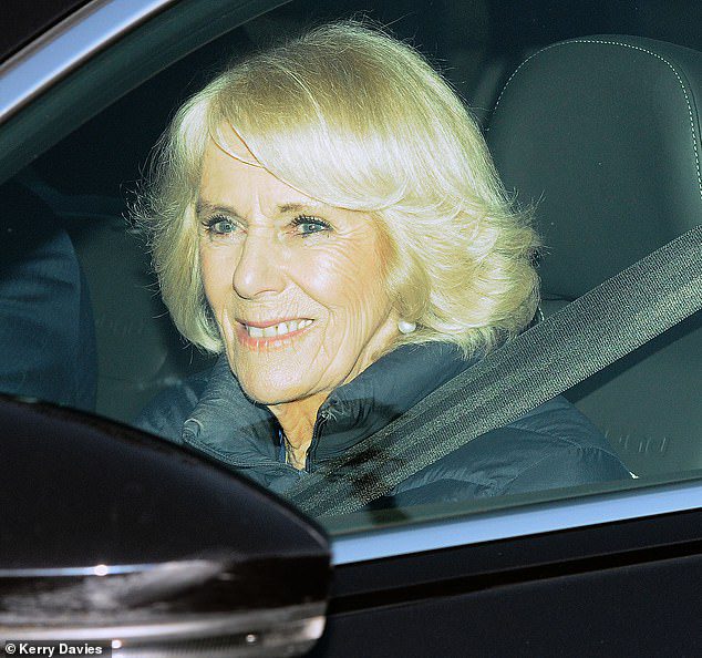 The Queen, Lady Camilla, was all smiles as she left Windsor Castle after the ceremonial lunch